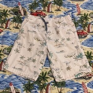 Old Navy flat front tropical beach print shorts size Large 10-12